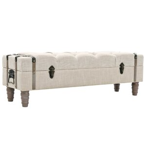 Banc banquette de rangement 111 x 34 x 37 cm bois massif et acier 02_0010889
