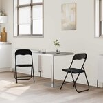 vidaXL Chaise pliante 2 pc Velours Noir 48 x 44 x 78 cm