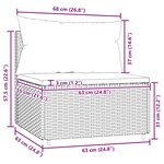 vidaXL Canapé central de jardin avec coussins marron résine tressée