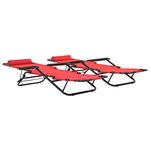vidaXL Chaises longues pliables 2 Pièces avec repose-pied Acier Rouge