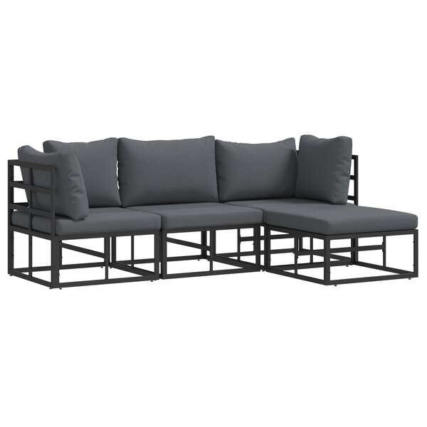 vidaXL Ensemble de canapé de jardin 4 Pièces Noir 213 x 141.5 x 71 cm