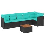 vidaXL Salon de jardin 7 Pièces avec coussins noir résine tressée