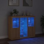 vidaXL Buffets avec lumières LED 3 Pièces chêne sonoma bois d'ingénierie