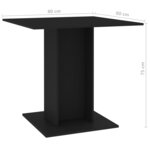 vidaXL Table de salle à manger Noir 80 x 80 x 75 cm Aggloméré