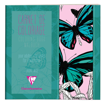 Carnet de coloriage pour adultes, 36P 20x20cm Papillon CLAIREFONTAINE