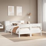 vidaXL Lit bibliothèque sans matelas blanc 160x200 cm bois pin massif