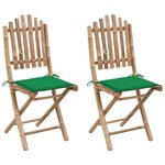 vidaXL Chaises pliables de jardin lot de 2 avec coussins Bambou