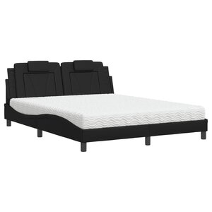 vidaXL Lit Viana avec matelas noir 160x200 cm similicuir