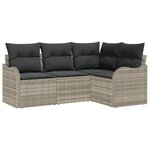 vidaXL Ensemble de canapé de jardin 4 Pièces Gris clair polyrotin