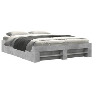 vidaXL Cadre de lit sans matelas gris béton 150x200 cm bois ingénierie