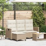 vidaXL Canapé de jardin inclinable coussins forme de L beige polyrotin