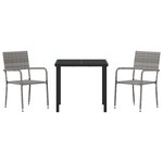 vidaXL Ensemble de salle à manger pour jardin 3 Pièces Gris Poly rotin