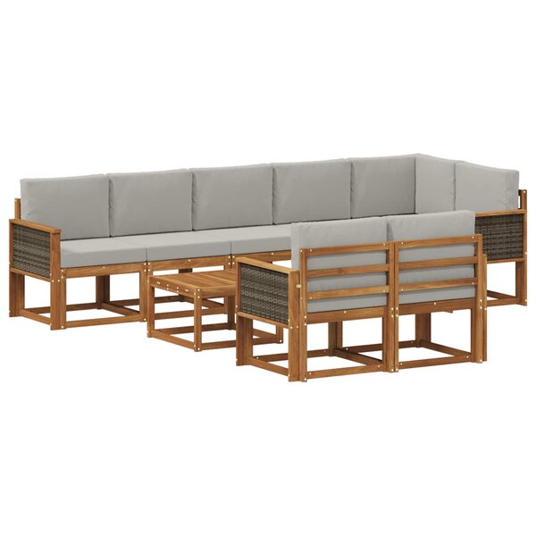 vidaXL Ensemble de canapés d'extérieur 9 pc Naturel et gris clair