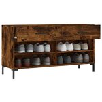 vidaXL Banc à chaussures chêne fumé 102x35x55 cm bois d'ingénierie