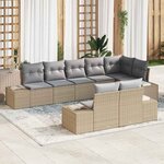 vidaXL Ensemble de canapé de jardin 8 Pièces Beige  gris Poly rotin