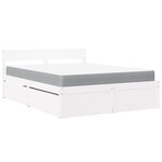 vidaXL Lit avec tiroirs et matelas blanc 160x200 cm bois massif de pin
