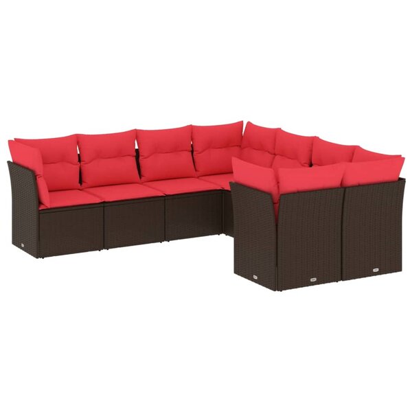 vidaXL Salon de jardin 8 Pièces avec coussins marron résine tressée