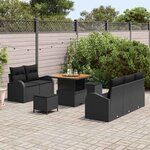 vidaXL Ensemble de canapé de jardin 8 Pièces Noir polyrotin