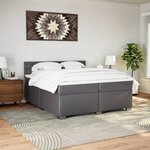 vidaXL Sommier à lattes de lit avec matelas Gris 200x200 cm Similicuir
