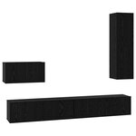 vidaXL Meuble TV mural avec étagère Autre avec stockage avec porte 4 Pièces Chêne Noir