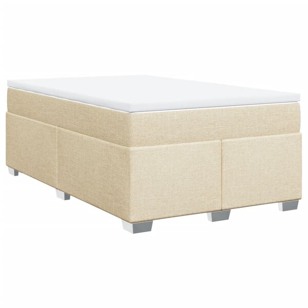 vidaXL Sommier à lattes de lit avec matelas Crème 120x200 cm Tissu