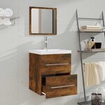 vidaXL Armoire de salle de bain avec miroir Chêne fumé 41x38 5x48 cm