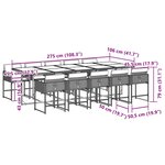 vidaXL Ensemble à manger de jardin 11Pièces avec coussins gris poly rotin