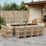 vidaXL Ensemble à manger de jardin et coussins 13 Pièces beige