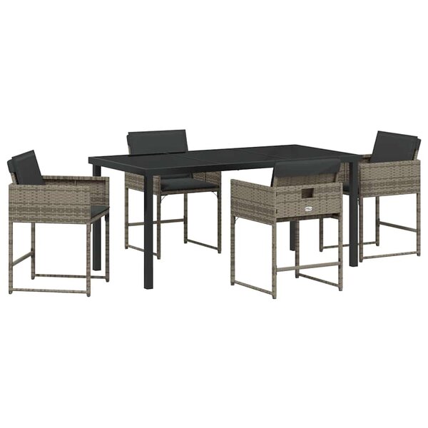 vidaXL Ensemble de salle à manger pour jardin 5 Pièces Gris Poly rotin
