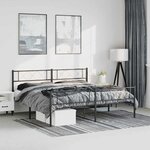 vidaXL Cadre de lit métal sans matelas avec pied de lit noir 183x213cm
