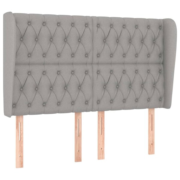 vidaXL Tête de lit avec oreilles Gris clair 163x23x118/128 cm Tissu