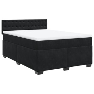 vidaXL Sommier à lattes de lit et matelas Noir 160x200 cm Velours