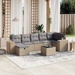 vidaXL Salon de jardin avec coussins 8Pièces mélange beige résine tressée