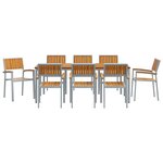 vidaXL Ensemble de salle à manger pour jardin 9 Pièces Gris et marron