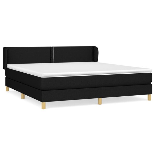 vidaXL Sommier à lattes de lit avec matelas Noir 180x200 cm Tissu