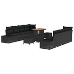 vidaXL Ensemble de canapé de jardin 11 Pièces Noir Poly rotin