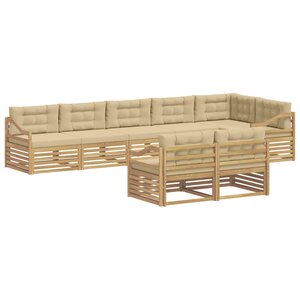 vidaXL Ensemble de canapés d'extérieur 8 Pièces Blanc et Beige Polyester