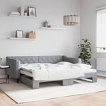 vidaXL Lit de jour avec lit gigogne gris clair 90x190 cm tissu