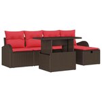vidaXL Ensemble de canapé de jardin 6 Pièces Marron Poly rotin