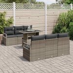 vidaXL Ensemble de canapé de jardin avec stockage 7 Pièces Gris polyrotin