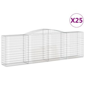 vidaXL Paniers à gabions arqués 25 Pièces 400x50x120/140 cm Fer galvanisé