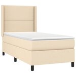 vidaXL Sommier à lattes de lit matelas LED Crème 90x190 cm Tissu