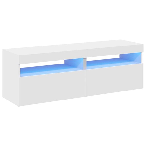 vidaXL Meubles TV avec lumières LED 2 Pièces Blanc 60x35x40 cm