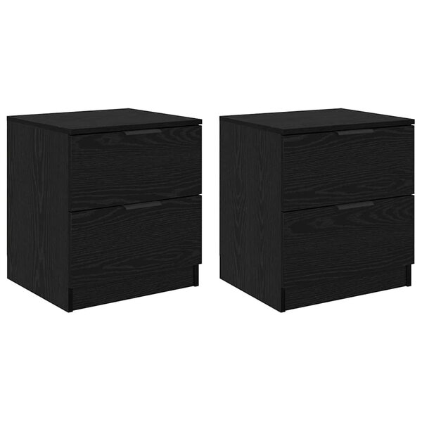vidaXL Cabinet de chevet avec tiroir 2 Pièces Chêne noir 45 x 39 x 50 cm