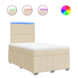 vidaXL Sommier à lattes de lit avec matelas Crème 120x200 cm Tissu