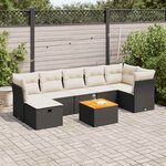 vidaXL Salon de jardin 8 Pièces avec coussins noir résine tressée