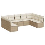 vidaXL Salon de jardin avec coussins 9 Pièces beige résine tressée
