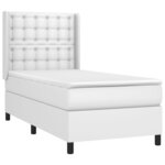 vidaXL Sommier à lattes de lit avec matelas Blanc 90x190 cm Similicuir