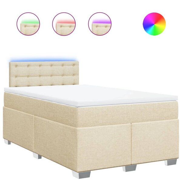 vidaXL Sommier à lattes de lit avec matelas Crème 120x200 cm Tissu