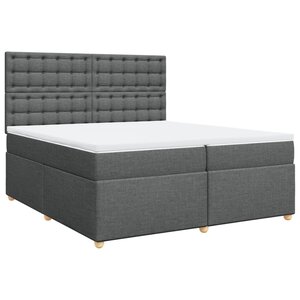 vidaXL Sommier à lattes de lit avec matelas Gris foncé 200x200cm Tissu